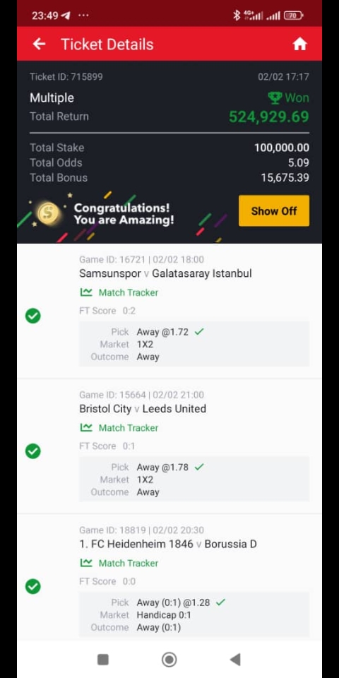  5 odds winning ticket