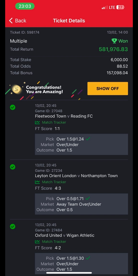  5 odds winning ticket