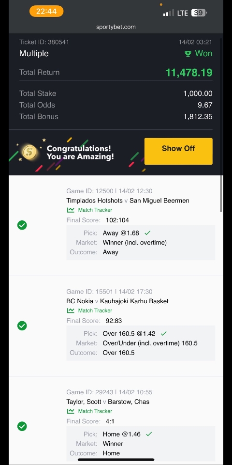  5 odds winning ticket