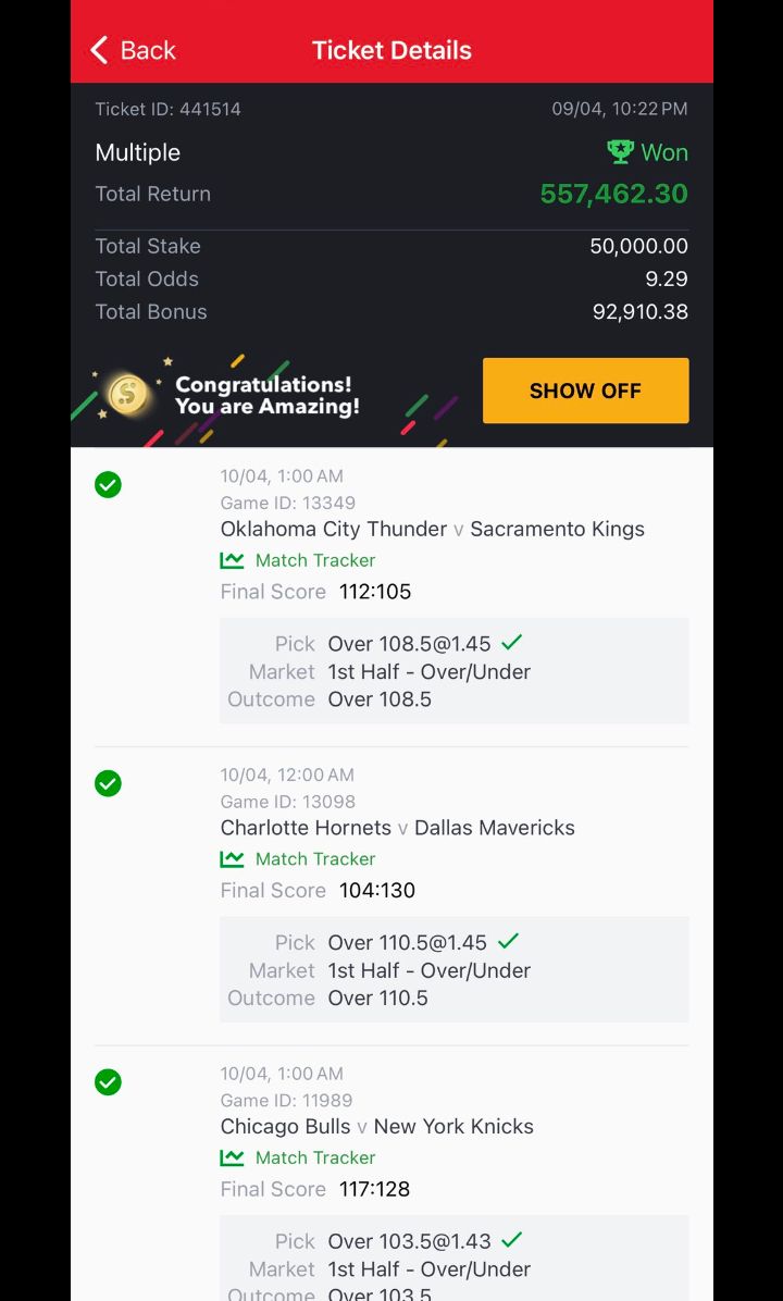  5 odds winning ticket