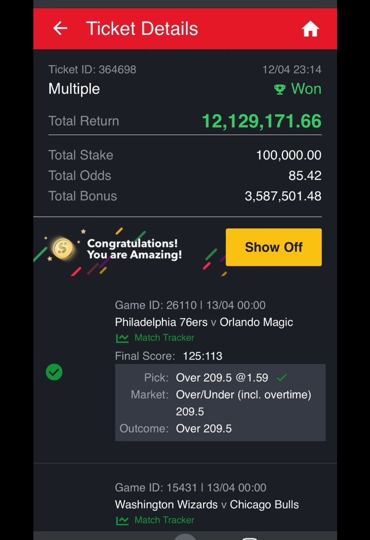  5 odds winning ticket