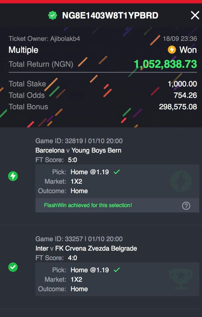  5 odds winning ticket