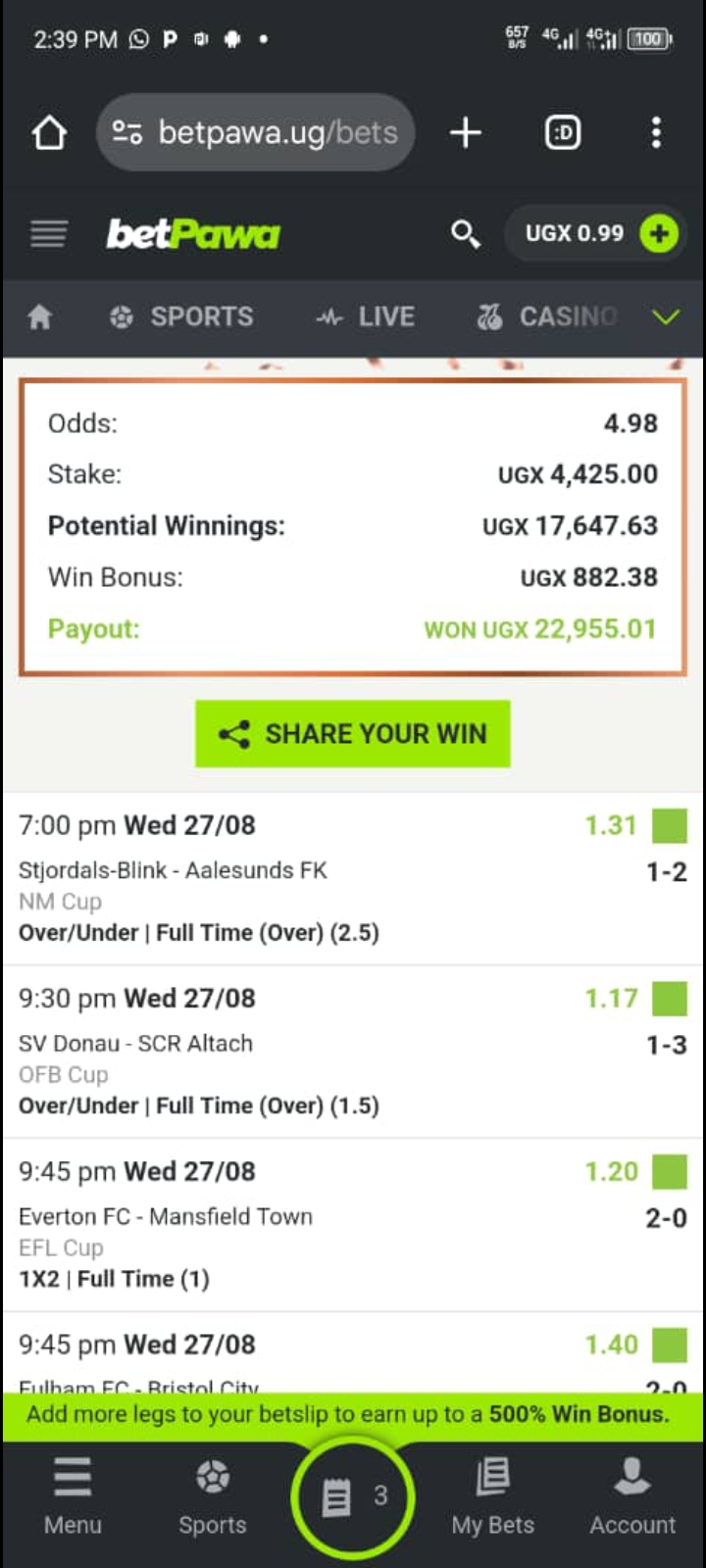  5 odds winning ticket