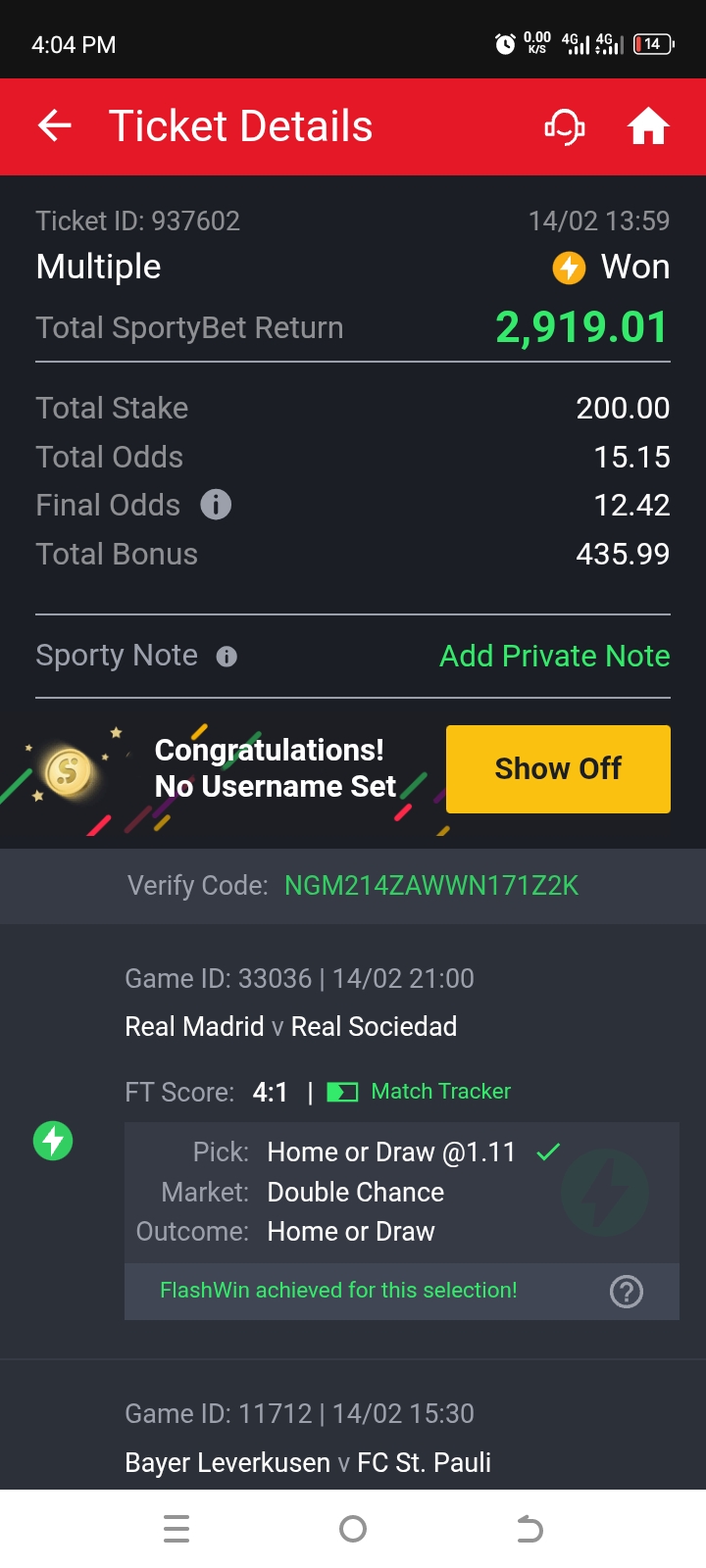  5 odds winning ticket