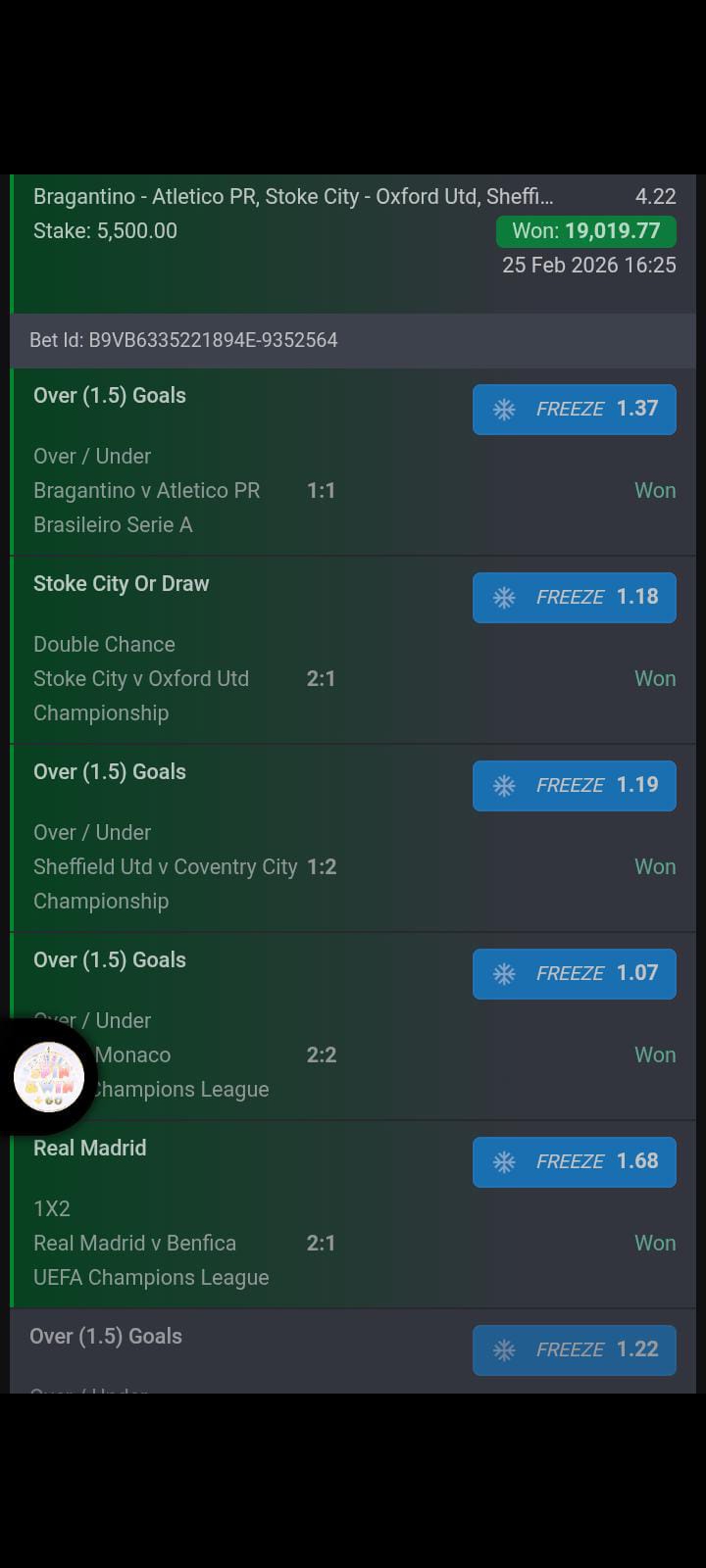  5 odds winning ticket