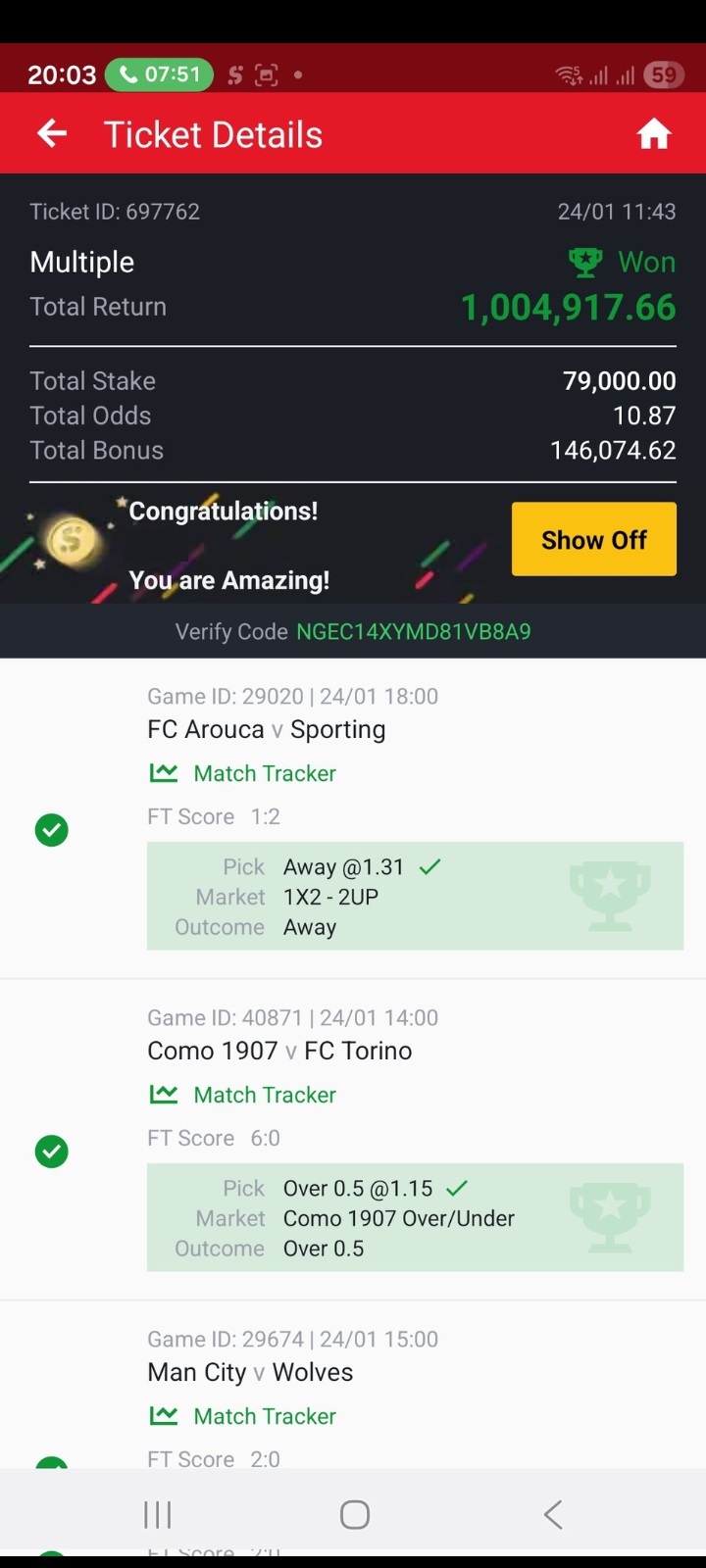  5 odds winning ticket