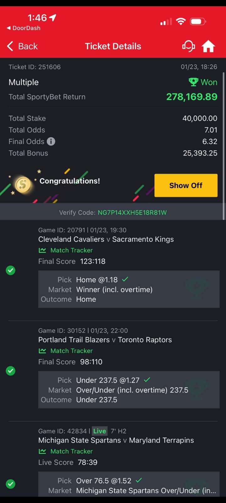  5 odds winning ticket