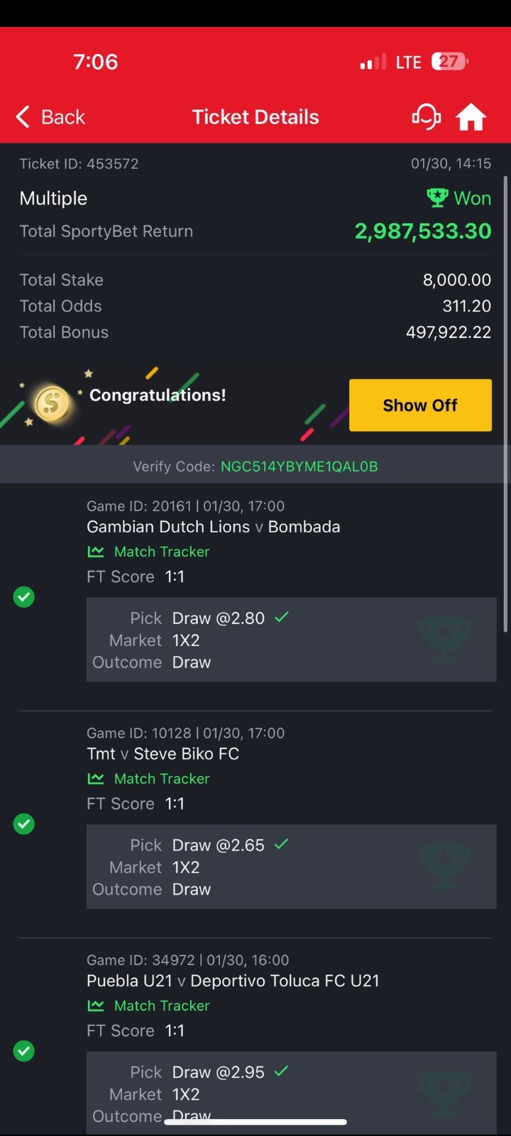 5 odds winning ticket