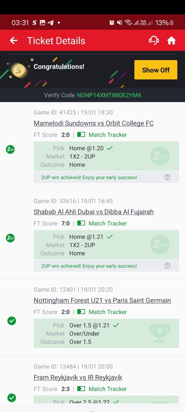  5 odds winning ticket